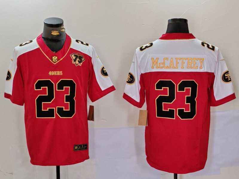 Mens San Francisco 49ers #23 Christian McCaffrey Red F.U.S.E. Mexico With Gate Bridge Patch Vapor Limited Stitched Jersey Dzhi